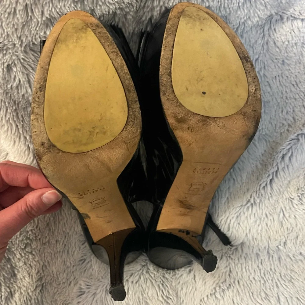 Stuart Weitzman Bowery Bow Slingback Platforms, size 9